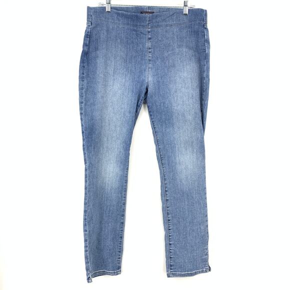 NYDJ Alina Pull On Ankle Jeans Womens SIze 12 Elastic Waist LIght Wash Blue - Picture 1 of 8